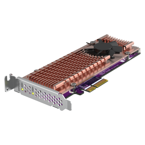 Плата расширения/ QNAP QM2-2P-244A 2 x M.2 22110 or 2280 PCIe (Gen2 x 4) NVMe SSD slots  expansion card, Low-profile bracket pre-loaded, Low-profile flat and Full-height are bundled (shorter version to support TVS-x82/TS-x77 PCIe slot 2 & slot 3)