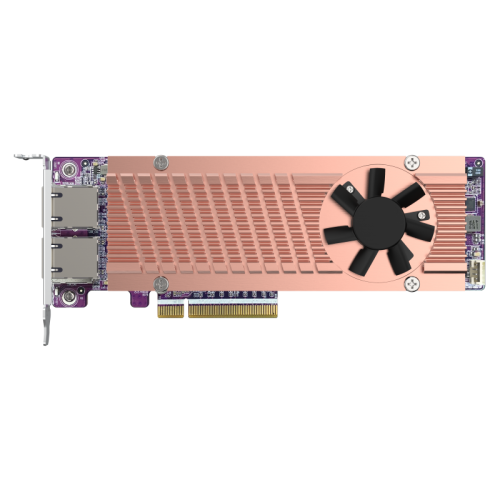 Карта расширения/ QNAP QM2-2P410G2T 2x M.2 22110/2280 NVMe SSD expansion card. PCIe Gen4 x 8 interface, 2 x 10 GbE BASE-T ports.