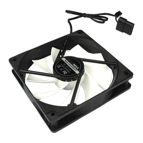 Кулер для корпуса ПК/ Gamemax GMX-WFBK-WT, 12CM black fan, white blade, 3pin+4Pin connector