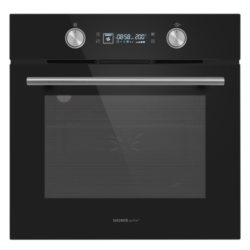 Шкаф духовой электрический HOMSair/ электрический, встраиваемый, комбинированное управление, 60 л., конвекция, гриль, 3 стекла, черный