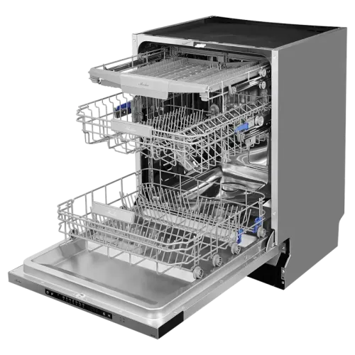 Встраиваемая посудомоечная машина MONSHER/ Посудомоечная машина полностью встраиваемая,  ширина 60 см, Количество корзин: 3, 14 комплектов посуды, Электронное управление, Цифровой дисплей, Отсрочка старта 1-24 часов, Луч на полу, Внутреннее освещение, про