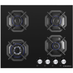 Встраиваемые газовые панели MAUNFELD/ Газ,   Тип: газовая 60см  Тип установки: независимая  Управление: фронтальное, переключатели поворотные  Нагревательный элемент: конфорка, 4шт  Мощность конфорок, Вт: 3000, 1700, 1700, 1000 Материал исполнения: жаропр