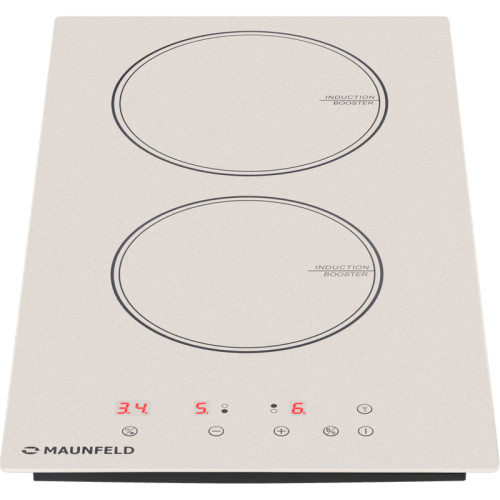 Индукционная домино MAUNFELD/ Индукционная варочная панель MAUNFELD CVI292BG, домино, сенсорное управление, мощность конфорок 1200, 1800 Вт, таймер, автоматическое выключение, бустер, блокировка панели, пауза, бежевый цвет