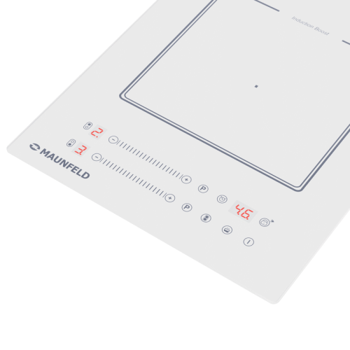Индукционная варочная панель/ Индукционная варочная панель, домино, Flex Zone и Booster, слайдерное управление, мощность конфорок 1200, 2000 Вт, таймер, быстрый нагрев, автоматическое выключение, блокировка панели, пауза, цвет белый