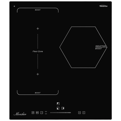 Варочная поверхность Monsher/ Варочная поверхность Monsher, индукция, инвертер, слайдерное управление, автоматическое отключение, блокировка панели управления, индикация остаточного тепла, 9 уровней мощности, Stop and Go, Booster, таймер, цвет черный
