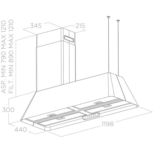 Вытяжка подвисная ELICA/ Вытяжка подвисная,120 см,класс энергоэф. A, уровень шума 45-62(67) дБ,макс.мощность 200 Вт,макс.производительность 1100 куб.м,нержавеющая сталь
