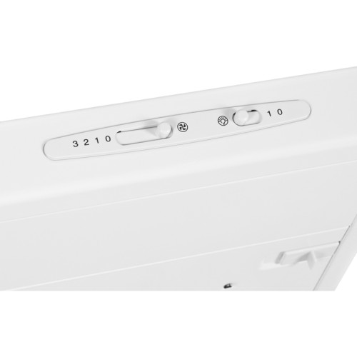 Вытяжка HOMSair HORIZONTAL 50 White/ подвесная, ползунковое управление, 3 скорости, до 12 м2, 45 дБ, светодиодное LED-освещение, угольный фильтр CF152 (H) 1 шт, 420 м3/ч, ШхДхВ: 500х465х80 мм,белый цвет