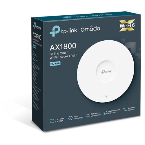 Точка доступа/ AX1800 Ceiling Mount Dual-Band Wi-Fi 6 Access Point, 1 Gb RJ45 Port, 802.3at POE and 12V DC, 4×Internal AntennasAX1800 Indoor/Outdoor