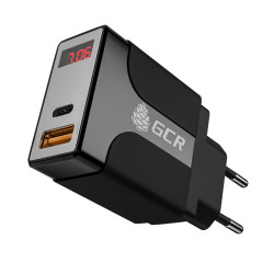 GCR Сетевое зарядное устройство на  2 USB порта (QC 3.0 + PD 3.0 ), черный, GCR-52891