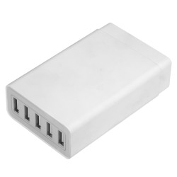 GCR Сетевая зарядка на 5 USB портов, серая