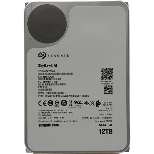 Жесткий диск/ HDD Seagate SATA 6Gb/s 12Tb SkyHawk 7200 256Mb 1 year warranty (replacement ST12000VE001)